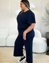 Double Take Full Size Texture Short Sleeve Top and Pants Set