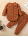 Lioraitiin 0-24M Baby Girl Romper Tops Pants Suit Newborn Infant Long Sleeve Round Neck Button Sweater Knitting Trousers