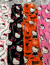 Sanrio Hello Kitty Flannel Pajamas Black Women'S Warm Woolen Cartoon Casual Home Pants In Autumn Winter Fashion Trousers