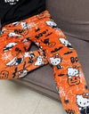 Sanrio Hello Kitty Flannel Pajamas Black Women'S Warm Woolen Cartoon Casual Home Pants In Autumn Winter Fashion Trousers