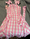 Pink and white checkered dress