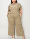 Double Take Full Size Texture Short Sleeve Top and Pants Set