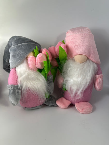 Pink and gray flower gnomes