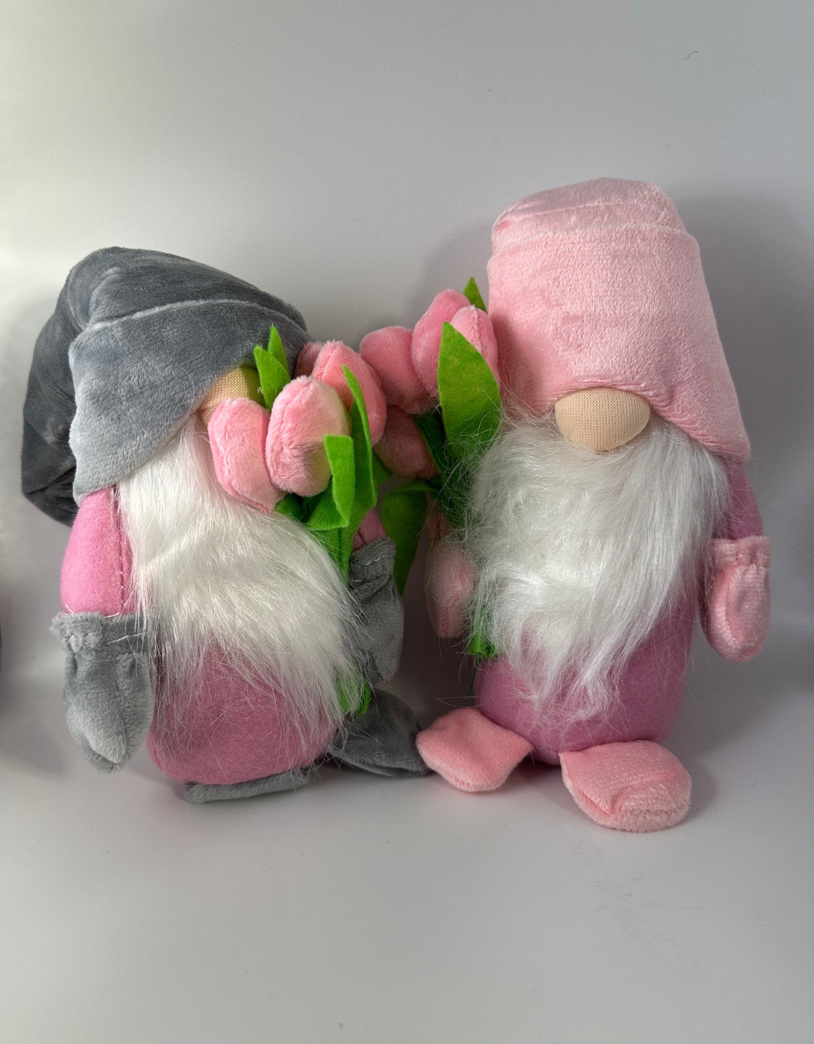 Pink and gray flower gnomes