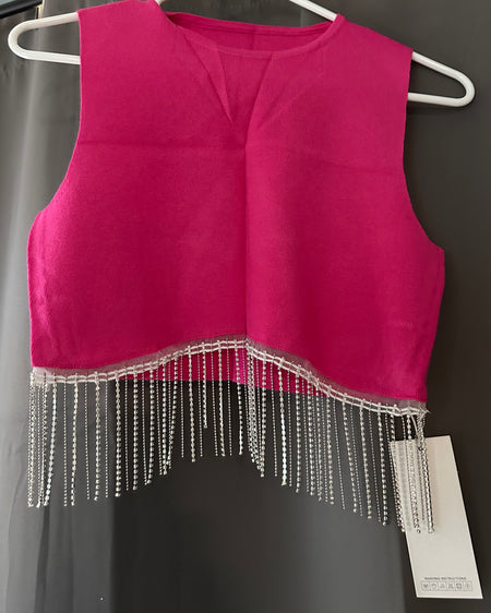 Pink shirt with fringe