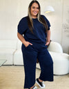Double Take Full Size Texture Short Sleeve Top and Pants Set