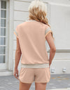 Contrast Round Neck Top and Shorts Set