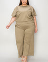 Double Take Full Size Texture Short Sleeve Top and Pants Set