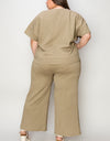 Double Take Full Size Texture Short Sleeve Top and Pants Set
