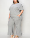 Double Take Full Size Texture Short Sleeve Top and Pants Set