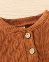 Lioraitiin 0-24M Baby Girl Romper Tops Pants Suit Newborn Infant Long Sleeve Round Neck Button Sweater Knitting Trousers