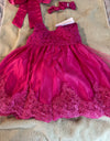 Pink toddler girls dress, bow, headband *Preowned*