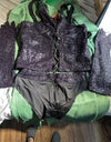 Dr. Frank Costume Outfit 1970s Magenta Corset Robe Stocking Set Movie Halloween Cosplay Uniform. *Preowned*