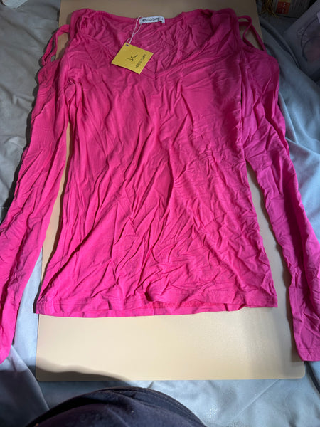 Women's pink cold-shoulder long-sleeve shirt *Preowned*