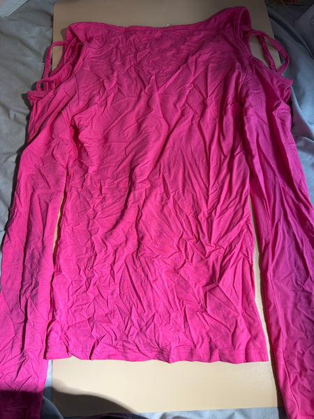 Women's pink cold-shoulder long-sleeve shirt *Preowned*