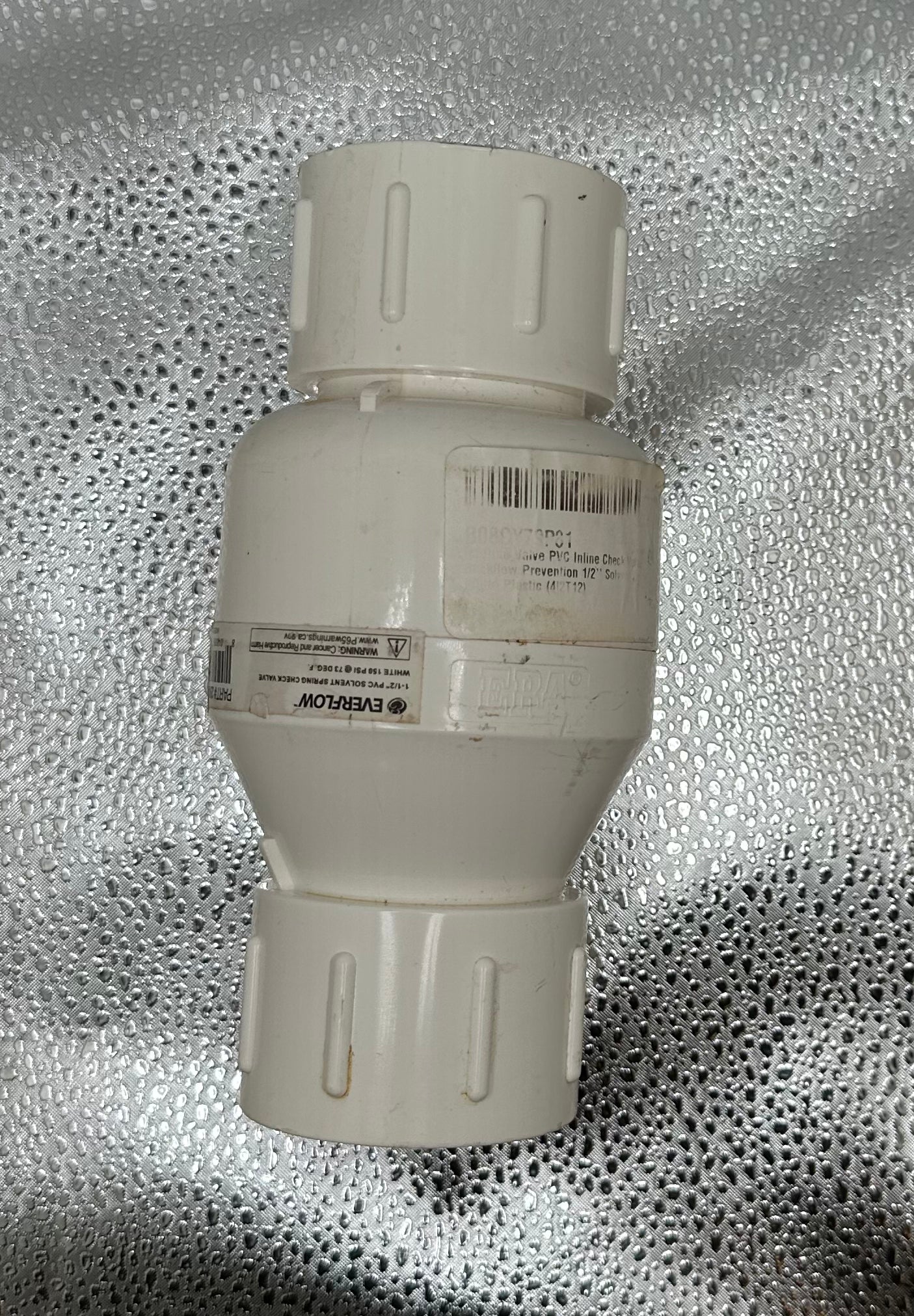 Everflow 1 1/2" PVC Solvent Spring Check Valve *Preowned*