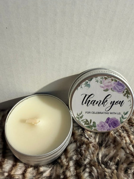 Elegant Lavender Floral Thank-You Candle Favor