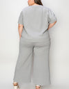 Double Take Full Size Texture Short Sleeve Top and Pants Set