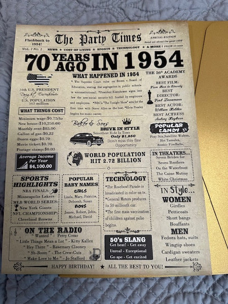 70 years ago in 1954