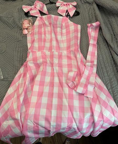 Pink and white checkered dress