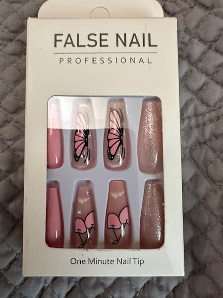 Pink press on nails