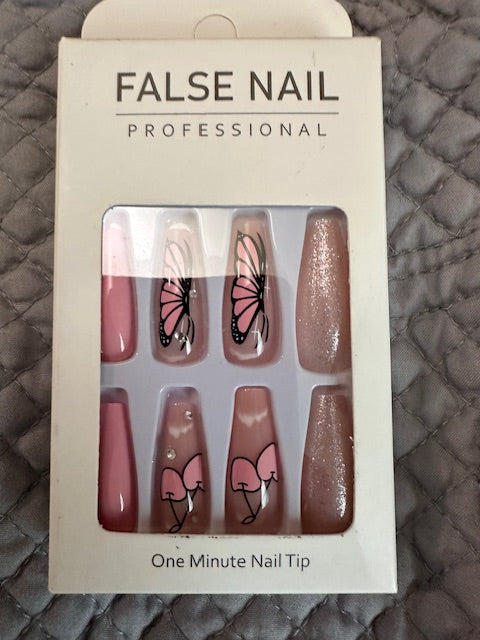 Pink press on nails