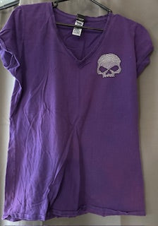 Purple Women's Harley Davidson skull T-shirt